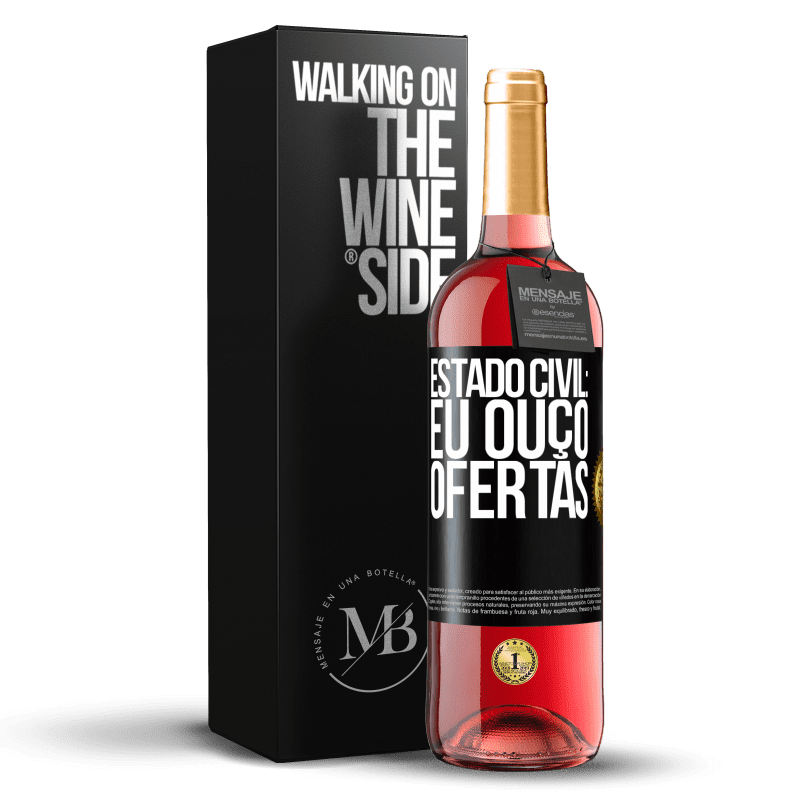 29,95 € Envio grátis | Vinho rosé Edição ROSÉ Estado civil: eu ouço ofertas Etiqueta Preta. Etiqueta personalizável Vinho jovem Colheita 2023 Tempranillo