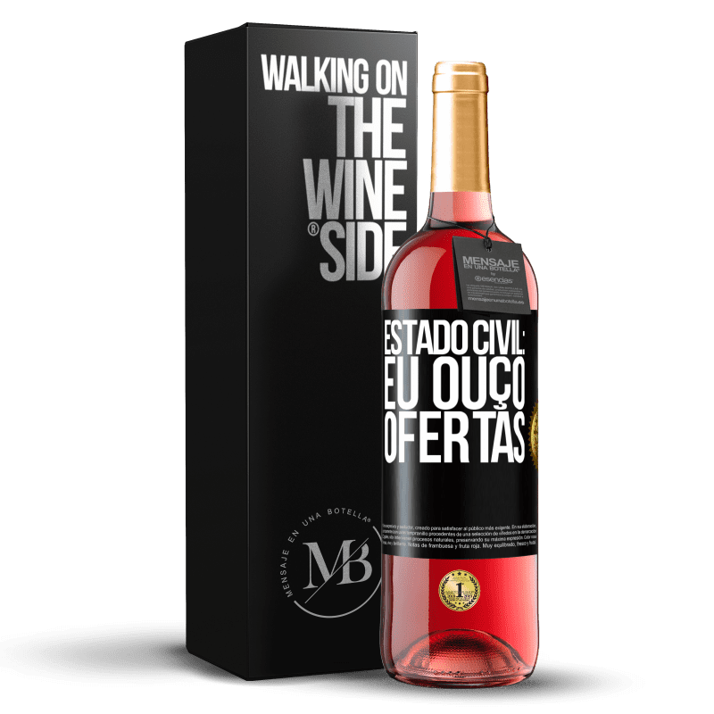 29,95 € Envio grátis | Vinho rosé Edição ROSÉ Estado civil: eu ouço ofertas Etiqueta Preta. Etiqueta personalizável Vinho jovem Colheita 2025 Tempranillo