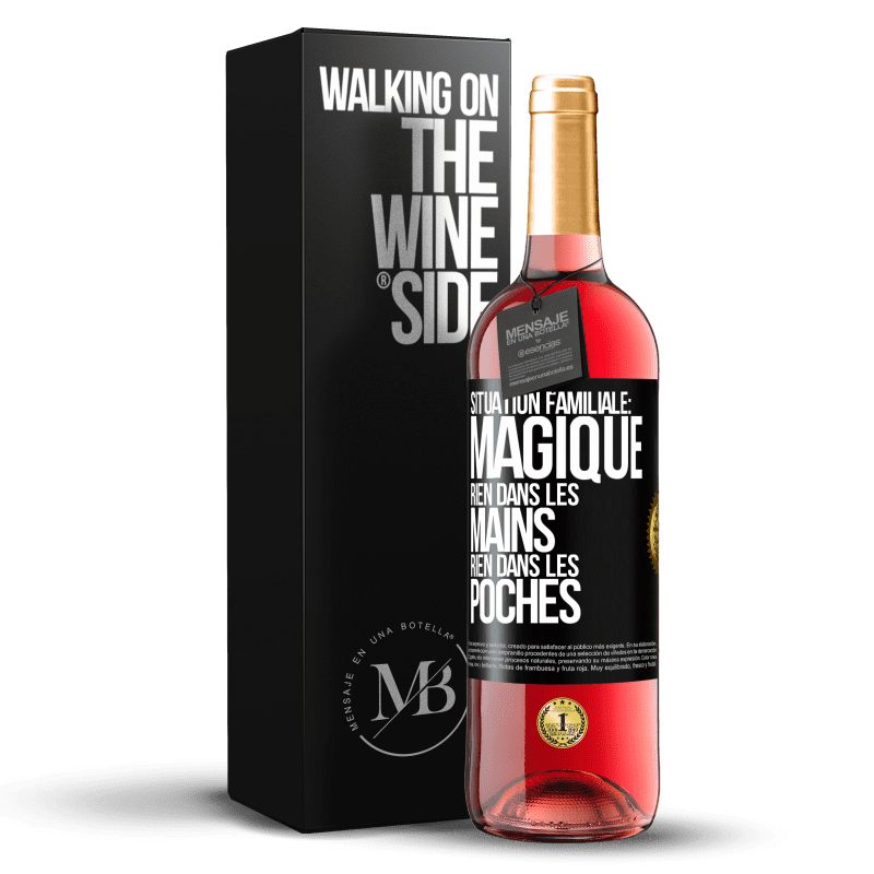 29,95 € Envoi gratuit | Vin rosé Édition ROSÉ Situation familiale: magique. Rien dans les mains, rien dans les poches Étiquette Noire. Étiquette personnalisable Vin jeune Récolte 2025 Tempranillo
