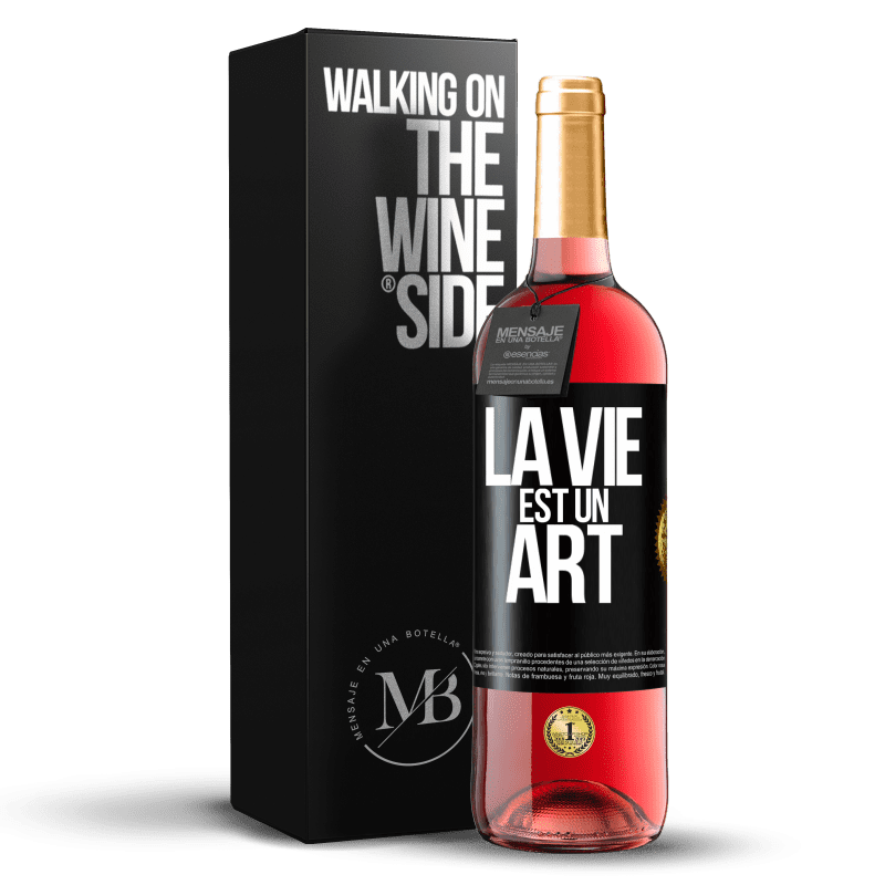 29,95 € Envoi gratuit | Vin rosé Édition ROSÉ La vie est un art Étiquette Noire. Étiquette personnalisable Vin jeune Récolte 2025 Tempranillo