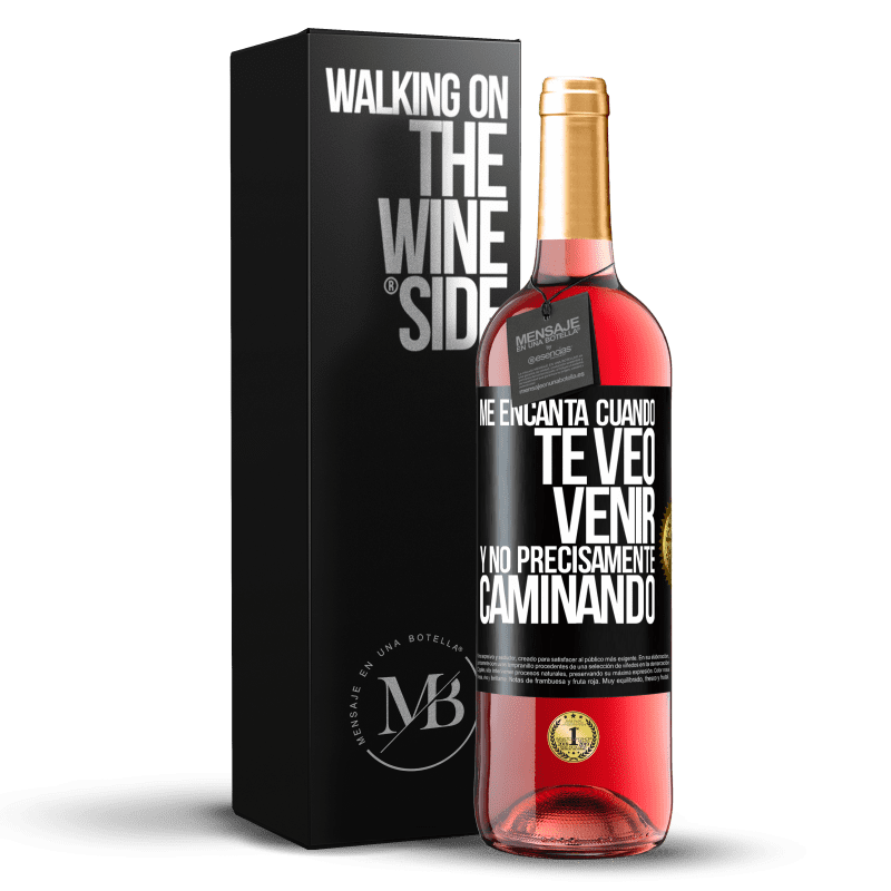 29,95 € Envío gratis | Vino Rosado Edición ROSÉ Me encanta cuando te veo venir y no precisamente caminando Etiqueta Negra. Etiqueta personalizable Vino joven Cosecha 2023 Tempranillo