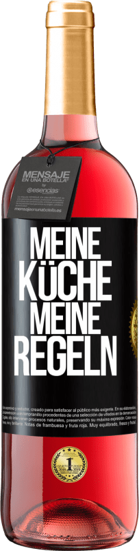 Kostenloser Versand | Roséwein ROSÉ Ausgabe Meine Küche, meine Regeln Schwarzes Etikett. Anpassbares Etikett Junger Wein Ernte 2023 Tempranillo