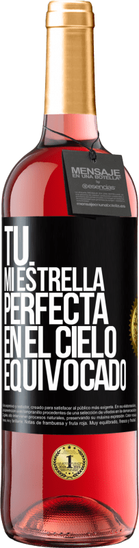 Envío gratis | Vino Rosado Edición ROSÉ Tú. Mi estrella perfecta en el cielo equivocado Etiqueta Negra. Etiqueta personalizable Vino joven Cosecha 2023 Tempranillo