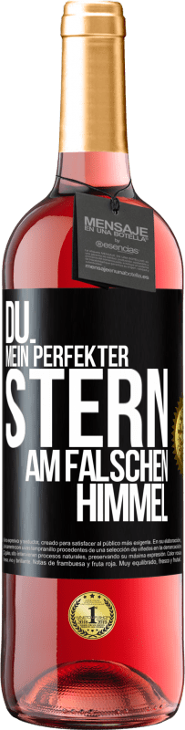 Kostenloser Versand | Roséwein ROSÉ Ausgabe Du. Mein perfekter Stern am falschen Himmel Schwarzes Etikett. Anpassbares Etikett Junger Wein Ernte 2023 Tempranillo