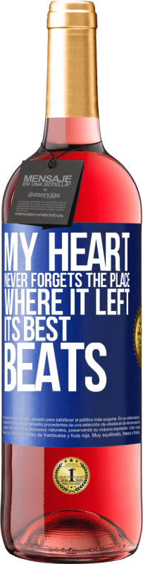 24,95 € Free Shipping | Rosé Wine ROSÉ Edition My heart never forgets the place where it left its best beats Blue Label. Customizable label Young wine Harvest 2021 Tempranillo