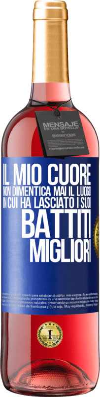 29,95 € | Vino rosato Edizione ROSÉ Il mio cuore non dimentica mai il luogo in cui ha lasciato i suoi battiti migliori Etichetta Blu. Etichetta personalizzabile Vino giovane Raccogliere 2025 Tempranillo