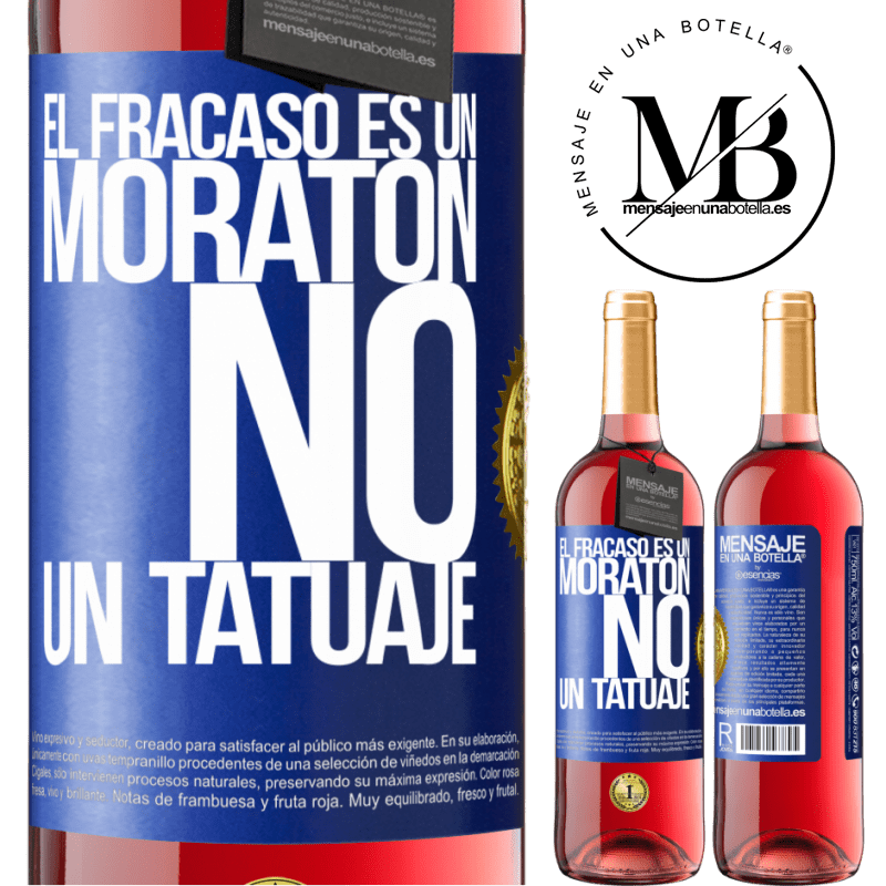 29,95 € Envío gratis | Vino Rosado Edición ROSÉ El fracaso es un moratón, no un tatuaje Etiqueta Azul. Etiqueta personalizable Vino joven Cosecha 2025 Tempranillo