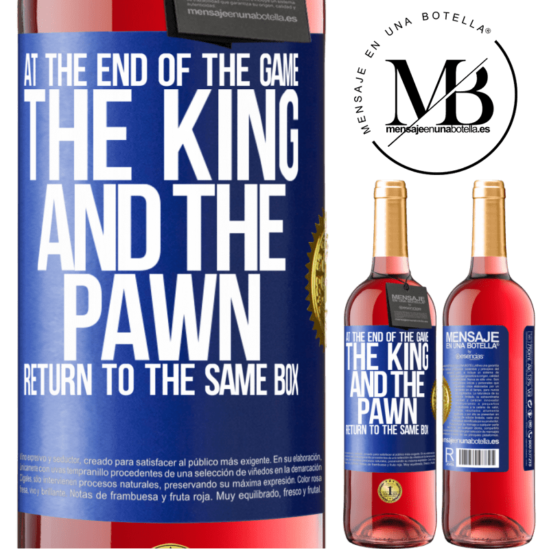 29,95 € Free Shipping | Rosé Wine ROSÉ Edition At the end of the game, the king and the pawn return to the same box Blue Label. Customizable label Young wine Harvest 2021 Tempranillo