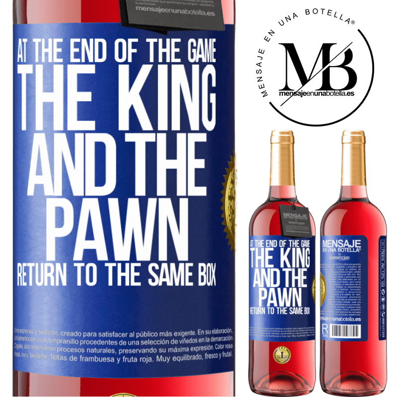 29,95 € Free Shipping | Rosé Wine ROSÉ Edition At the end of the game, the king and the pawn return to the same box Blue Label. Customizable label Young wine Harvest 2023 Tempranillo