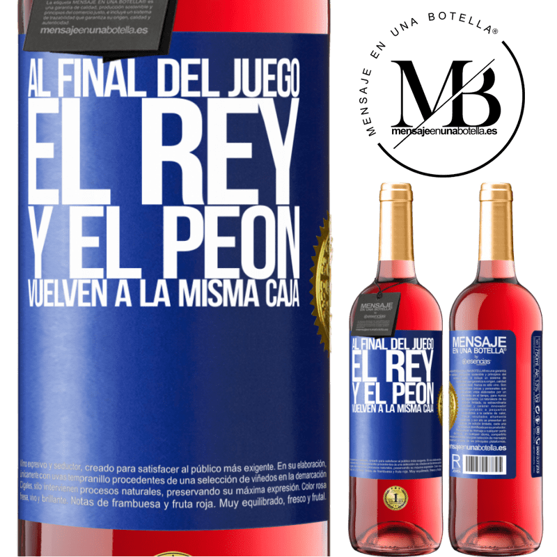 29,95 € Envío gratis | Vino Rosado Edición ROSÉ Al final del juego, el rey y el peón vuelven a la misma caja Etiqueta Azul. Etiqueta personalizable Vino joven Cosecha 2023 Tempranillo