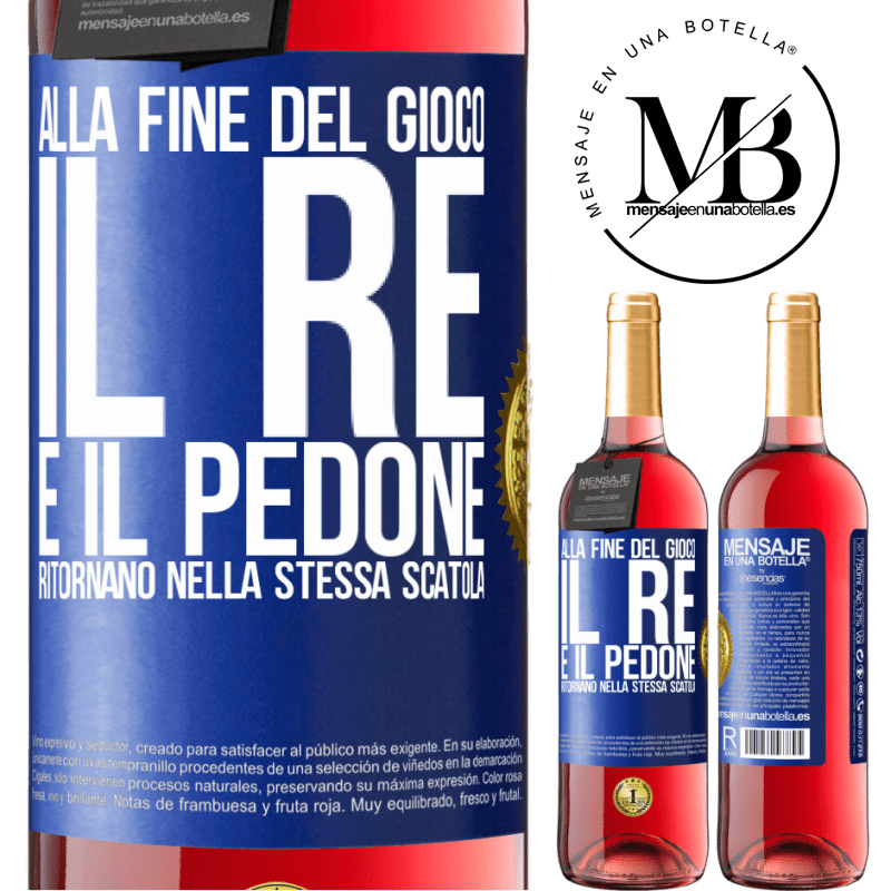 29,95 € Spedizione Gratuita | Vino rosato Edizione ROSÉ Alla fine del gioco, il re e il pedone ritornano nella stessa scatola Etichetta Blu. Etichetta personalizzabile Vino giovane Raccogliere 2023 Tempranillo