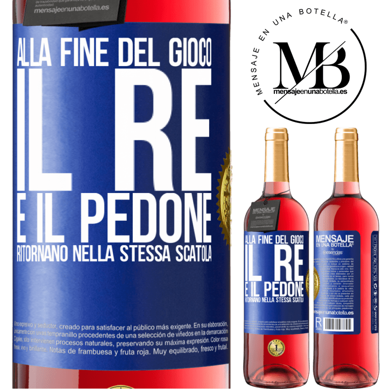 29,95 € Spedizione Gratuita | Vino rosato Edizione ROSÉ Alla fine del gioco, il re e il pedone ritornano nella stessa scatola Etichetta Blu. Etichetta personalizzabile Vino giovane Raccogliere 2025 Tempranillo