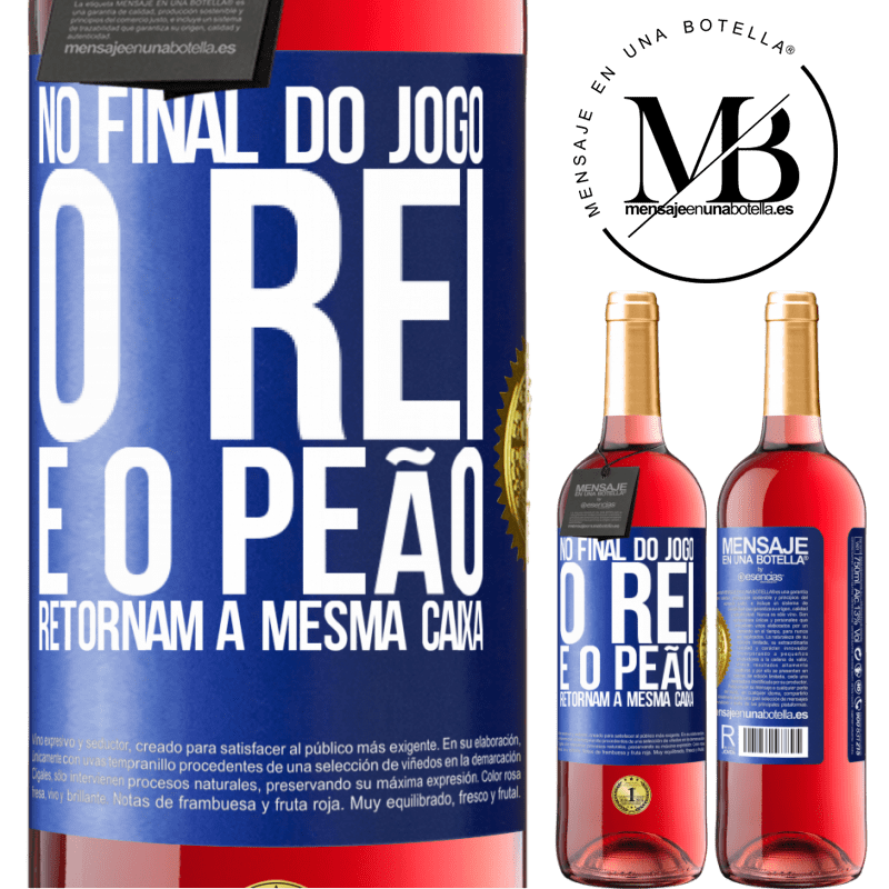 29,95 € Envio grátis | Vinho rosé Edição ROSÉ No final do jogo, o rei e o peão retornam à mesma caixa Etiqueta Azul. Etiqueta personalizável Vinho jovem Colheita 2023 Tempranillo