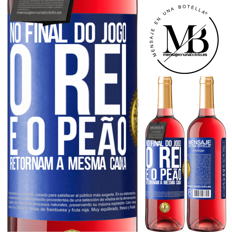 29,95 € Envio grátis | Vinho rosé Edição ROSÉ No final do jogo, o rei e o peão retornam à mesma caixa Etiqueta Azul. Etiqueta personalizável Vinho jovem Colheita 2025 Tempranillo
