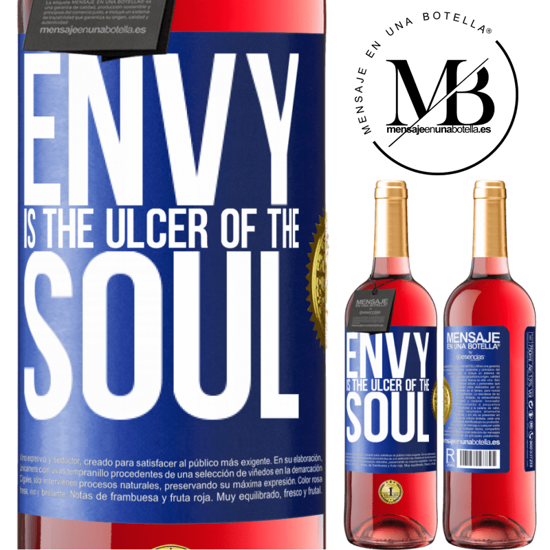 29,95 € Free Shipping | Rosé Wine ROSÉ Edition Envy is the ulcer of the soul Blue Label. Customizable label Young wine Harvest 2021 Tempranillo
