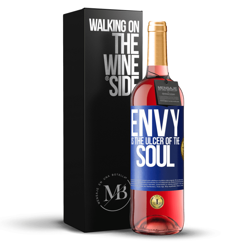 29,95 € Free Shipping | Rosé Wine ROSÉ Edition Envy is the ulcer of the soul Blue Label. Customizable label Young wine Harvest 2023 Tempranillo