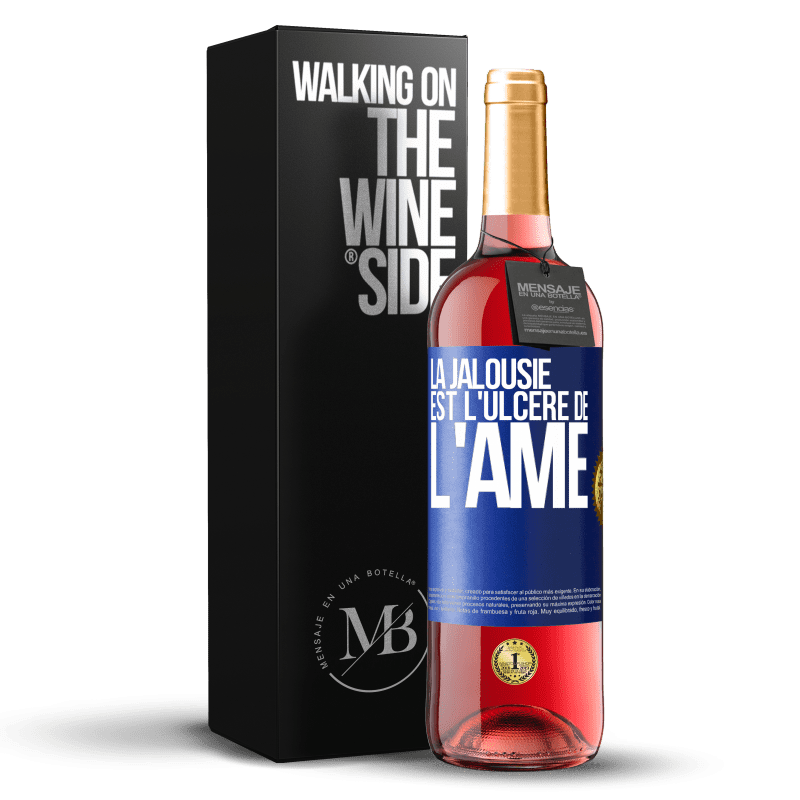 29,95 € Envoi gratuit | Vin rosé Édition ROSÉ La jalousie est l'ulcère de l'âme Étiquette Bleue. Étiquette personnalisable Vin jeune Récolte 2025 Tempranillo