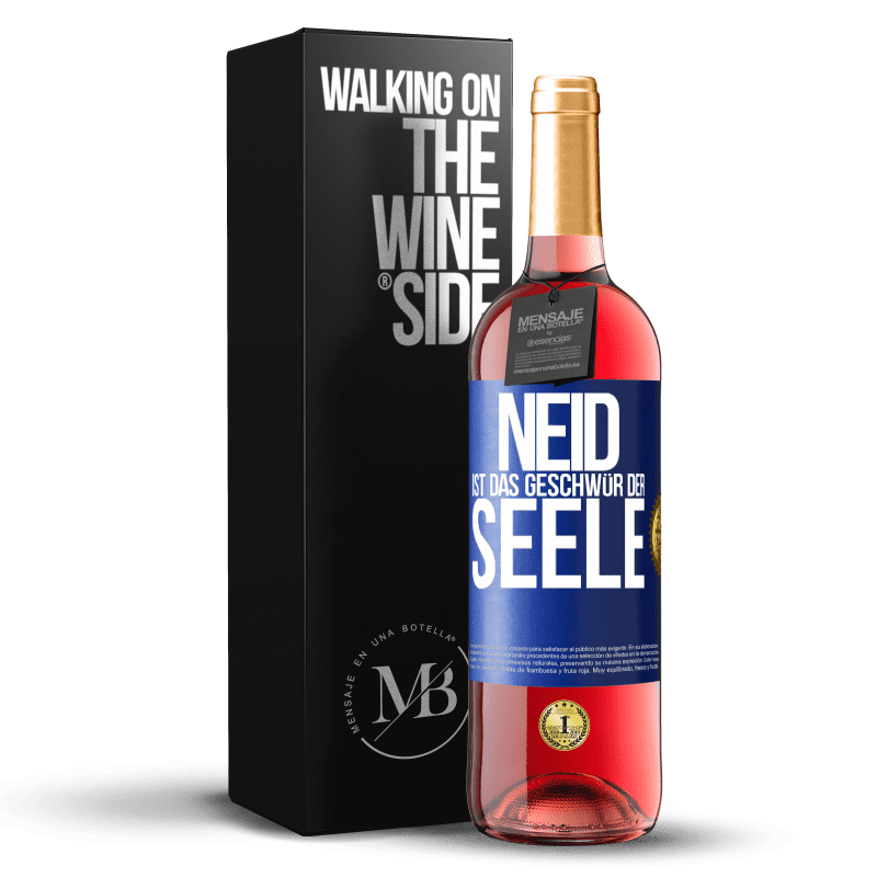 29,95 € Kostenloser Versand | Roséwein ROSÉ Ausgabe Neid ist das Geschwür der Seele Blaue Markierung. Anpassbares Etikett Junger Wein Ernte 2023 Tempranillo