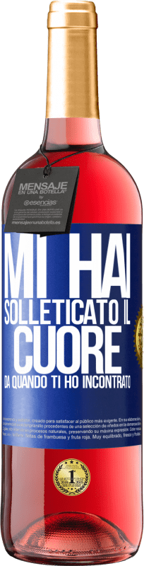 29,95 € Spedizione Gratuita | Vino rosato Edizione ROSÉ Mi hai solleticato il cuore da quando ti ho incontrato Etichetta Blu. Etichetta personalizzabile Vino giovane Raccogliere 2025 Tempranillo