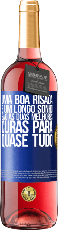 29,95 € | Vinho rosé Edição ROSÉ Uma boa risada e um longo sonho são as duas melhores curas para quase tudo Etiqueta Azul. Etiqueta personalizável Vinho jovem Colheita 2024 Tempranillo