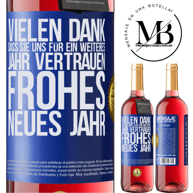 29,95 € Kostenloser Versand | Roséwein ROSÉ Ausgabe Vielen Dank, dass Sie uns ein weiteres Jahr vertrauen. Frohes neues Jahr Blaue Markierung. Anpassbares Etikett Junger Wein Ernte 2023 Tempranillo