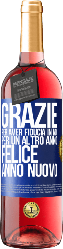 29,95 € | Vino rosato Edizione ROSÉ Grazie per aver fiducia in noi per un altro anno. Felice anno nuovo Etichetta Blu. Etichetta personalizzabile Vino giovane Raccogliere 2024 Tempranillo