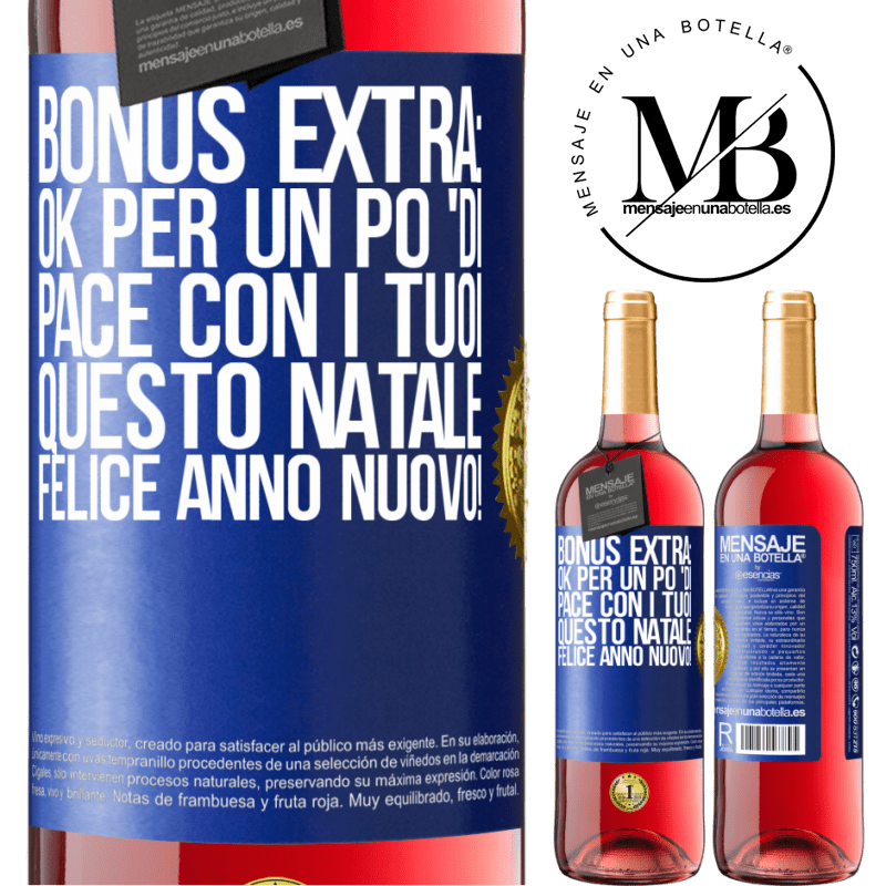 29,95 € Spedizione Gratuita | Vino rosato Edizione ROSÉ Bonus extra: Ok per un po 'di pace con i tuoi questo Natale. Felice anno nuovo! Etichetta Blu. Etichetta personalizzabile Vino giovane Raccogliere 2024 Tempranillo