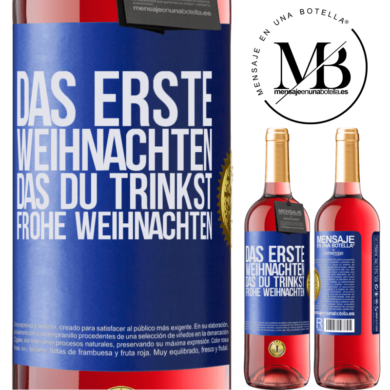 29,95 € Kostenloser Versand | Roséwein ROSÉ Ausgabe Das erste Weihnachten, das du trinkst. Frohe weihnachten Blaue Markierung. Anpassbares Etikett Junger Wein Ernte 2023 Tempranillo