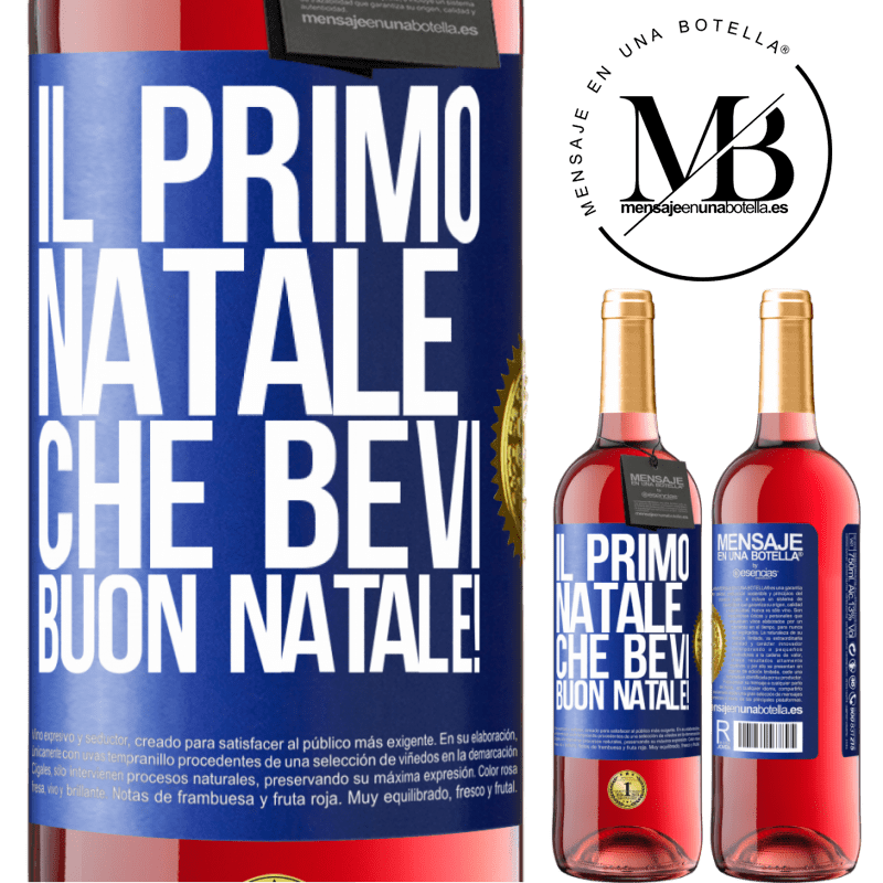 29,95 € Spedizione Gratuita | Vino rosato Edizione ROSÉ Il primo Natale che bevi. Buon natale! Etichetta Blu. Etichetta personalizzabile Vino giovane Raccogliere 2023 Tempranillo