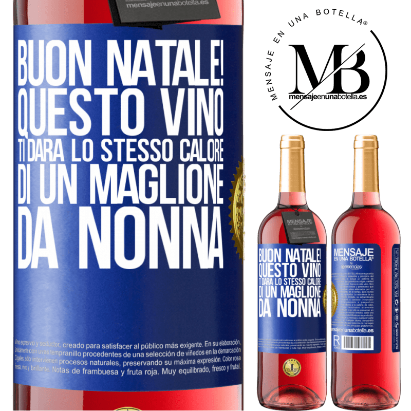 29,95 € Spedizione Gratuita | Vino rosato Edizione ROSÉ Buon natale! Questo vino ti darà lo stesso calore di un maglione da nonna Etichetta Blu. Etichetta personalizzabile Vino giovane Raccogliere 2023 Tempranillo