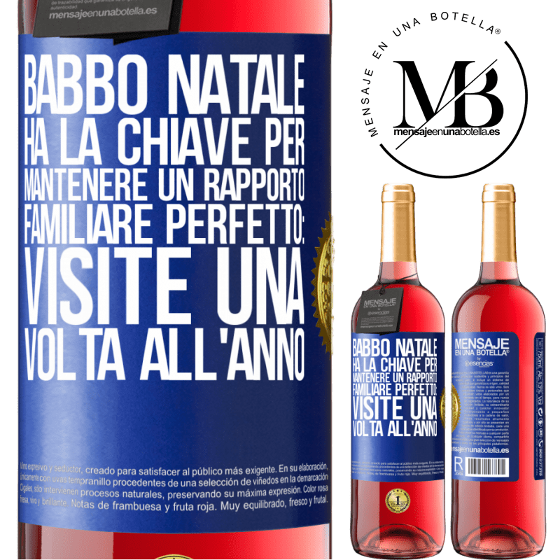 29,95 € Spedizione Gratuita | Vino rosato Edizione ROSÉ Babbo Natale ha la chiave per mantenere un rapporto familiare perfetto: visite una volta all'anno Etichetta Blu. Etichetta personalizzabile Vino giovane Raccogliere 2024 Tempranillo