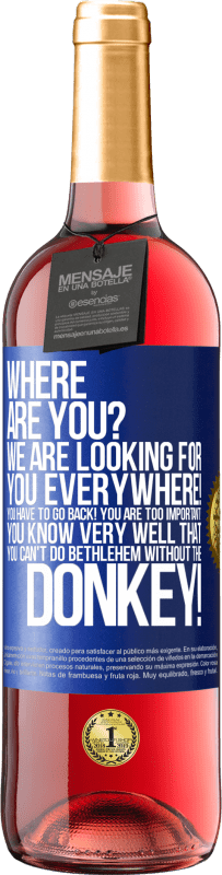 29,95 € | Rosé Wine ROSÉ Edition Where are you? We are looking for you everywhere! You have to go back! You are too important! You know very well that you Blue Label. Customizable label Young wine Harvest 2023 Tempranillo