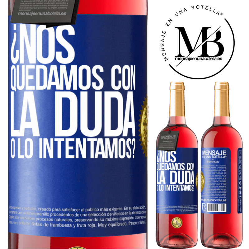 29,95 € Envío gratis | Vino Rosado Edición ROSÉ Nos quedamos con la duda o lo intentamos? Etiqueta Azul. Etiqueta personalizable Vino joven Cosecha 2024 Tempranillo