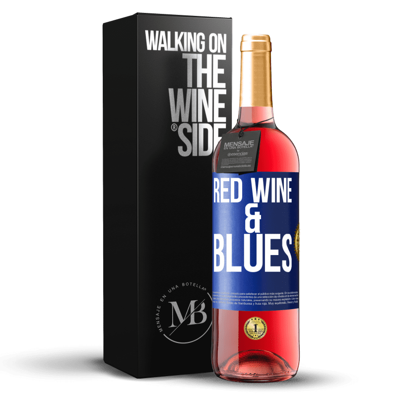 29,95 € 送料無料 | ロゼワイン ROSÉエディション Red wine & Blues 青いタグ. カスタマイズ可能なラベル 若いワイン 収穫 2023 Tempranillo