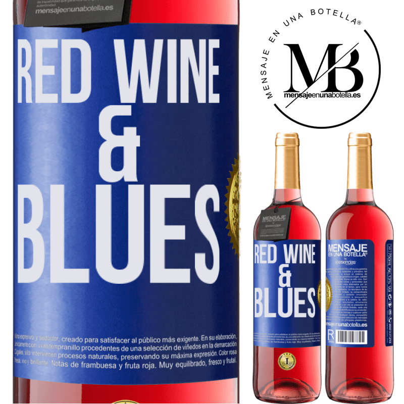 29,95 € Envío gratis | Vino Rosado Edición ROSÉ Red wine & Blues Etiqueta Azul. Etiqueta personalizable Vino joven Cosecha 2022 Tempranillo