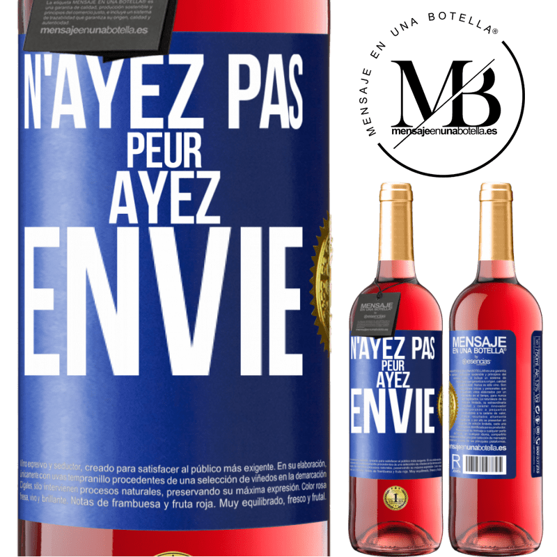 29,95 € Envoi gratuit | Vin rosé Édition ROSÉ N'ayez pas peur. Ayez envie Étiquette Bleue. Étiquette personnalisable Vin jeune Récolte 2023 Tempranillo