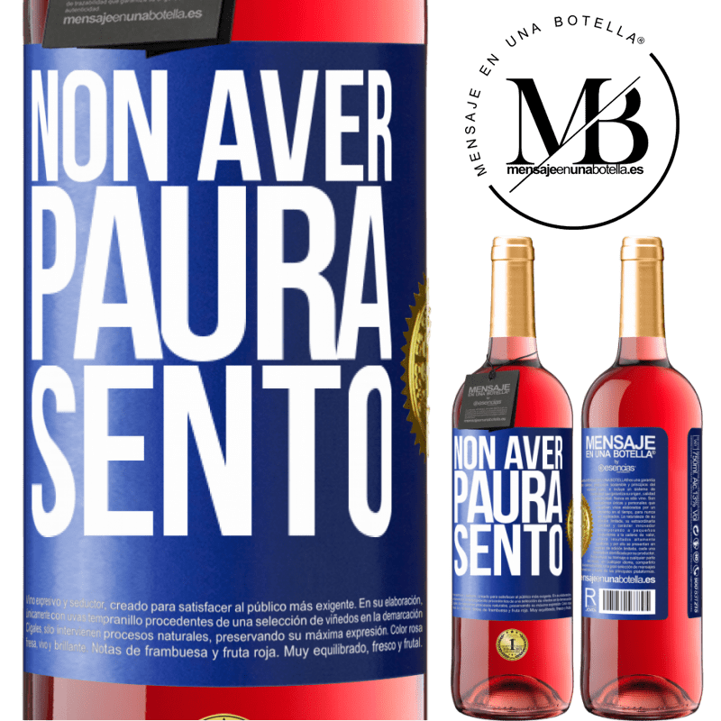 29,95 € Spedizione Gratuita | Vino rosato Edizione ROSÉ Non aver paura Sento Etichetta Blu. Etichetta personalizzabile Vino giovane Raccogliere 2025 Tempranillo