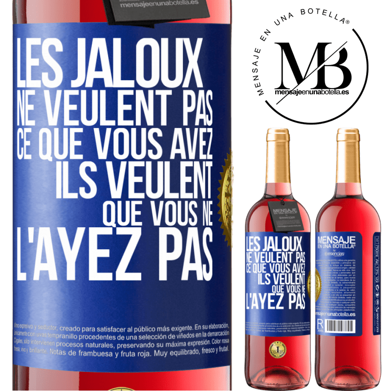 29,95 € Envoi gratuit | Vin rosé Édition ROSÉ Les jaloux ne veulent pas ce que vous avez. Ils veulent que vous ne l'ayez pas Étiquette Bleue. Étiquette personnalisable Vin jeune Récolte 2023 Tempranillo