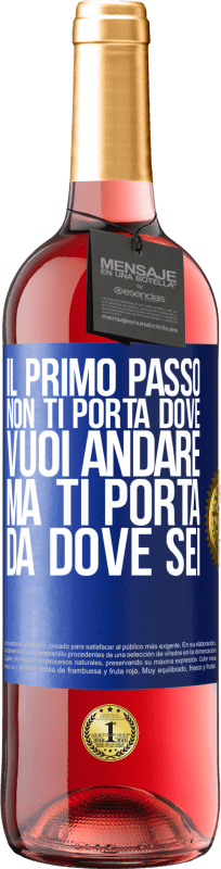 29,95 € | Vino rosato Edizione ROSÉ Il primo passo non ti porta dove vuoi andare, ma ti porta da dove sei Etichetta Blu. Etichetta personalizzabile Vino giovane Raccogliere 2025 Tempranillo