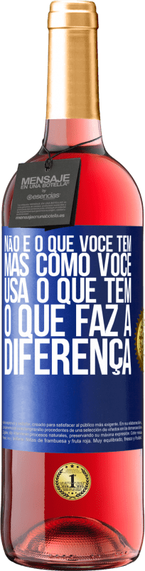 29,95 € | Vinho rosé Edição ROSÉ Não é o que você tem, mas como você usa o que tem, o que faz a diferença Etiqueta Azul. Etiqueta personalizável Vinho jovem Colheita 2025 Tempranillo