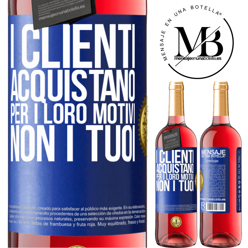 29,95 € Spedizione Gratuita | Vino rosato Edizione ROSÉ I clienti acquistano per i loro motivi, non i tuoi Etichetta Blu. Etichetta personalizzabile Vino giovane Raccogliere 2023 Tempranillo