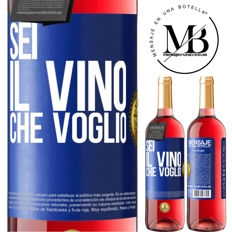 29,95 € Spedizione Gratuita | Vino rosato Edizione ROSÉ Sei il vino che voglio Etichetta Blu. Etichetta personalizzabile Vino giovane Raccogliere 2023 Tempranillo