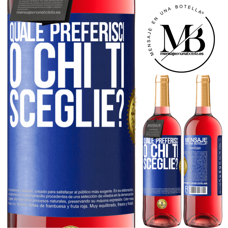 29,95 € Spedizione Gratuita | Vino rosato Edizione ROSÉ quale preferisci o chi ti sceglie? Etichetta Blu. Etichetta personalizzabile Vino giovane Raccogliere 2023 Tempranillo