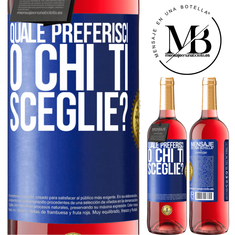 29,95 € Spedizione Gratuita | Vino rosato Edizione ROSÉ quale preferisci o chi ti sceglie? Etichetta Blu. Etichetta personalizzabile Vino giovane Raccogliere 2025 Tempranillo