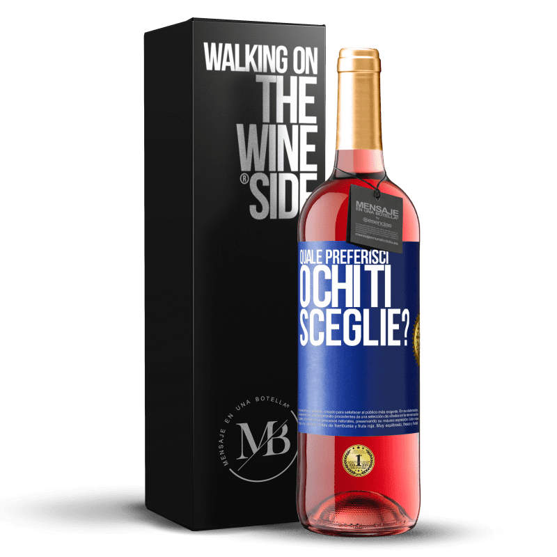 29,95 € Spedizione Gratuita | Vino rosato Edizione ROSÉ quale preferisci o chi ti sceglie? Etichetta Blu. Etichetta personalizzabile Vino giovane Raccogliere 2024 Tempranillo