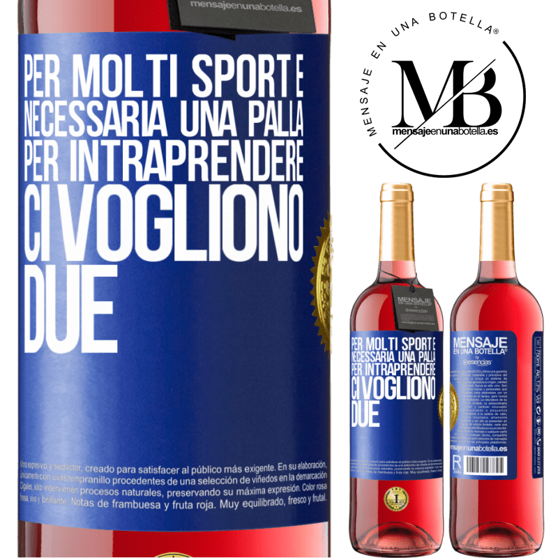 29,95 € Spedizione Gratuita | Vino rosato Edizione ROSÉ Per molti sport è necessaria una palla. Per intraprendere, ci vogliono due Etichetta Blu. Etichetta personalizzabile Vino giovane Raccogliere 2024 Tempranillo