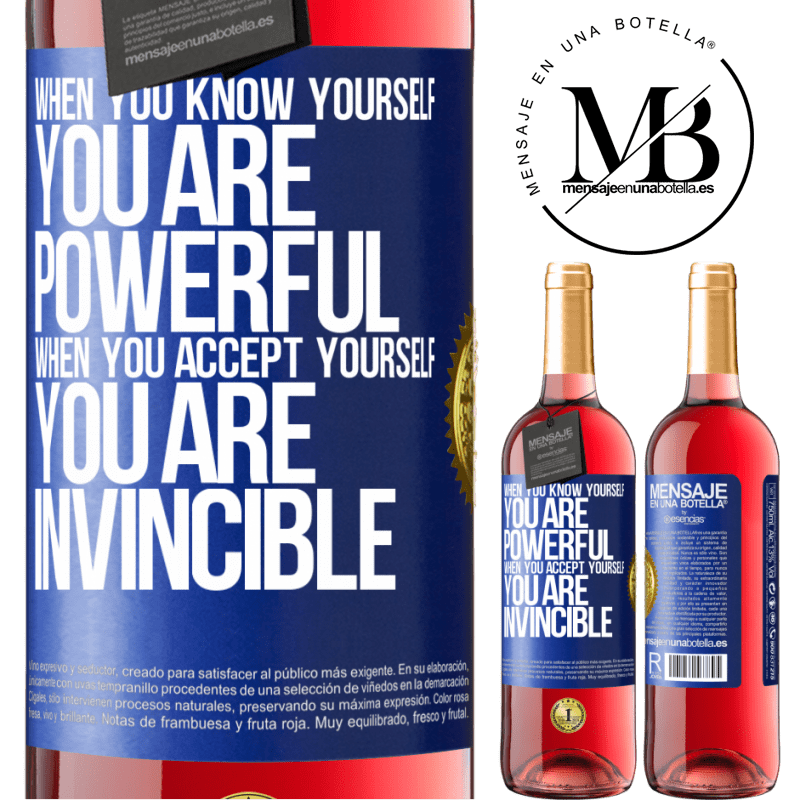 29,95 € Free Shipping | Rosé Wine ROSÉ Edition When you know yourself, you are powerful. When you accept yourself, you are invincible Blue Label. Customizable label Young wine Harvest 2022 Tempranillo