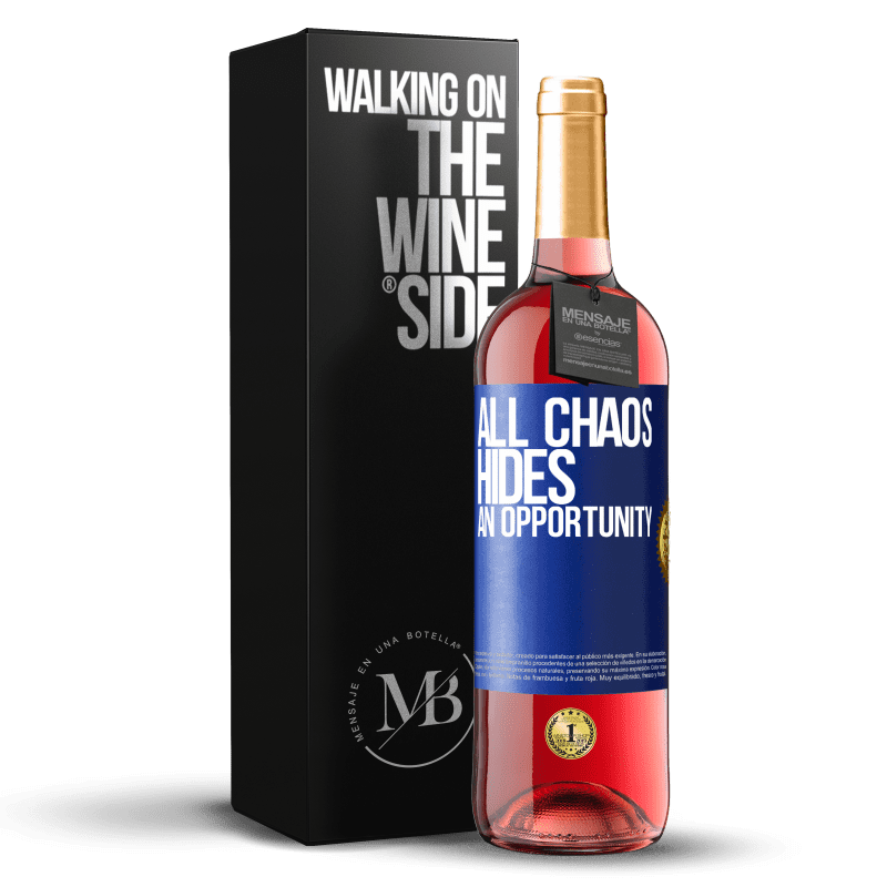 29,95 € Free Shipping | Rosé Wine ROSÉ Edition All chaos hides an opportunity Blue Label. Customizable label Young wine Harvest 2023 Tempranillo