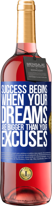 29,95 € Free Shipping | Rosé Wine ROSÉ Edition Success begins when your dreams are bigger than your excuses Blue Label. Customizable label Young wine Harvest 2023 Tempranillo