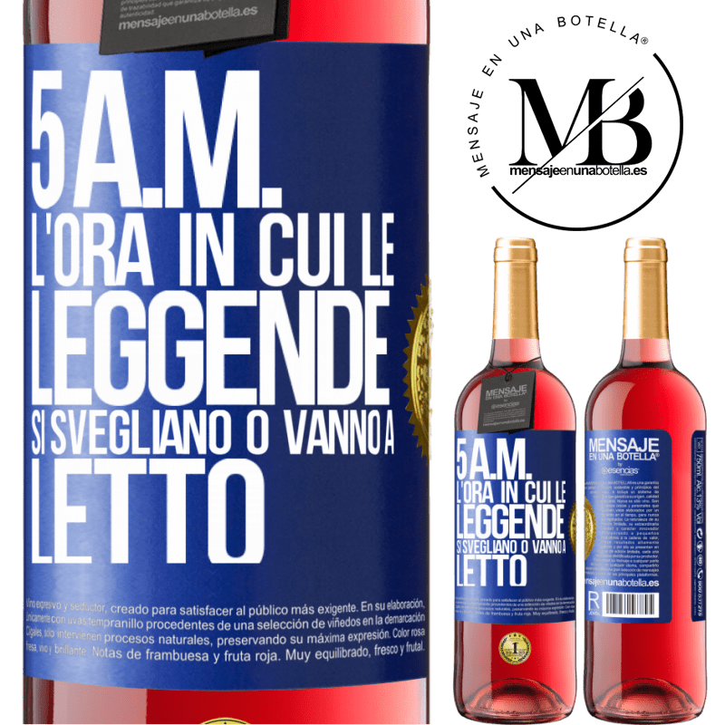 29,95 € Spedizione Gratuita | Vino rosato Edizione ROSÉ 5 A.M. L'ora in cui le leggende si svegliano o vanno a letto Etichetta Blu. Etichetta personalizzabile Vino giovane Raccogliere 2024 Tempranillo